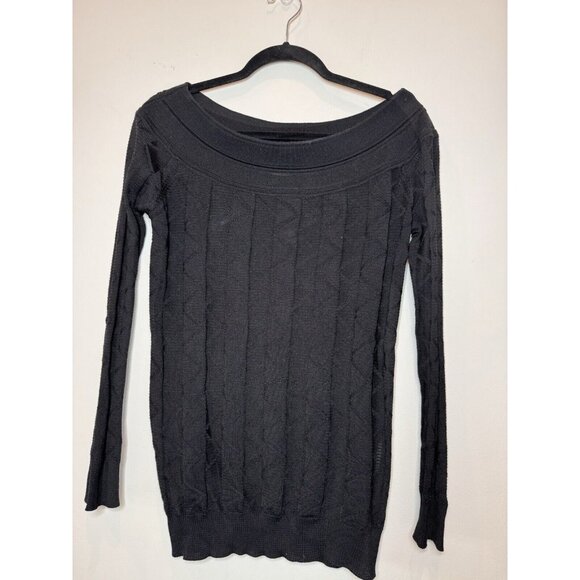 M Missoni Black Knit Chevron Textured Sweater Shirt Off Shoulder Size Medium - Picture 1 of 8